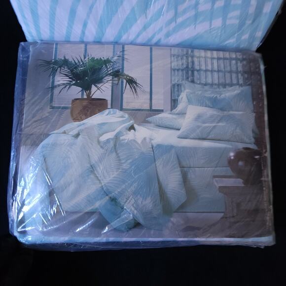 Vintage Burlington No-Iron Percale Floral Twin Sheet 4 Pcs Set Tropical Green - Picture 8 of 10